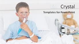  Presentation with hospital mask - Amazing slide set having breathing aparatis - portrait of sick boy wearing backdrop and a light gray colored foreground