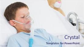 Presentation with breathing - Colorful slide set enhanced with breathing aparatis - sick little boy with oxygen backdrop and a sky blue colored foreground