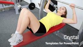  Presentation with barbell - Cool new PPT theme with breathing aparatis - young girl deals backdrop and a  colored foreground