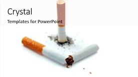  Presentation with cigarette - PPT layouts with breathing bad air - cigarette butt and broken cigarette background and a white colored foreground