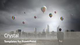  Presentation with polluted - Beautiful slides featuring breathing bad air - rear view of businessman looking backdrop and a gray colored foreground