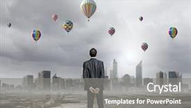  Presentation with scene - Beautiful presentation theme featuring breathing bad air - rear view of businessman looking backdrop and a gray colored foreground