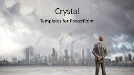  Presentation with scene - Cool new presentation theme with breathing bad air - rear view of businessman looking backdrop and a light gray colored foreground