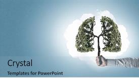  Presentation with breathing - Amazing PPT layouts having breathing organ - eco and healthy living backdrop and a light blue colored foreground