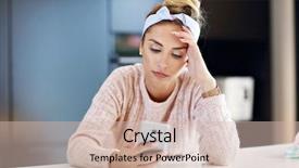  Presentation with millennial - Slide deck consisting of breathing problem - tired millennial woman resting head background and a soft green colored foreground