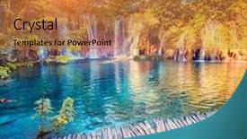  Presentation with vintage lakes - Slides with breathtaking - majestic view on turquoise water background and a gold colored foreground