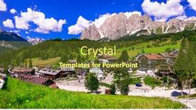  Presentation with popular - Audience pleasing presentation theme consisting of breathtaking-alpine-scenery-dolomite-mountains backdrop and a tawny brown colored foreground