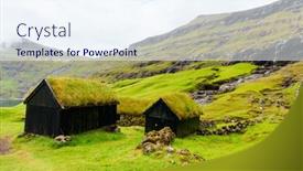  Presentation with scenery - Colorful PPT layouts enhanced with breathtaking-faroe-islands-scenery backdrop and a sky blue colored foreground