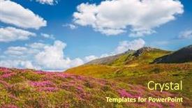  Presentation with pink flowers - Colorful slide deck enhanced with breathtaking-pink-rhododendron-flowers backdrop and a tawny brown colored foreground