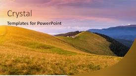  Presentation with nature countryside - Presentation theme consisting of breathtaking-scene-of-rolling-countryside background and a coral colored foreground