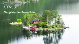  Presentation with island - Slide set with breathtaking-view-of-small-island background and a ocean colored foreground