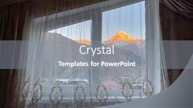  Presentation with mountain view - Slide set featuring breathtaking-view-of-sunlit-mountain background and a  colored foreground