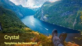  Presentation with waterfalls - Amazing slide set having breathtaking view of sunnylvsfjorden fjord backdrop and a tawny brown colored foreground