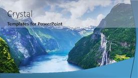  Presentation with waterfalls - Audience pleasing PPT theme consisting of breathtaking-view-of-sunnylvsfjorden-fjord backdrop and a light blue colored foreground