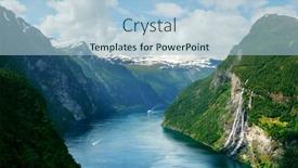  Presentation with waterfalls - Audience pleasing PPT theme consisting of breathtaking-view-of-sunnylvsfjorden-fjord backdrop and a light blue colored foreground