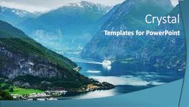  Presentation with cruise ship - Cool new PPT layouts with breathtaking-view-of-sunnylvsfjorden-fjord backdrop and a teal colored foreground