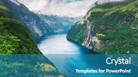  Presentation with waterfalls - Slides enhanced with breathtaking view of sunnylvsfjorden fjord background and a teal colored foreground