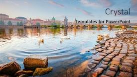  Presentation with republic day - Slide set featuring breathtaking-view-on-charles-bridge background and a light blue colored foreground