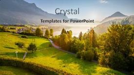  Presentation with green morning - Audience pleasing PPT theme consisting of breathtaking-views-of-the-morning backdrop and a light blue colored foreground