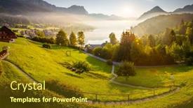  Presentation with green morning - PPT theme having breathtaking-views-of-the-morning background and a tawny brown colored foreground