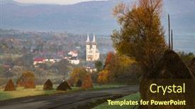  Presentation with maramures - Presentation design having breb-maramures-in-autumn-fog background and a tawny brown colored foreground