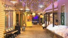  Presentation with colorado - Beautiful PPT layouts featuring breckenridge-colorado-usa-downtown-streets backdrop and a coral colored foreground