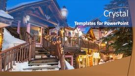  Presentation with colorado - Presentation design consisting of breckenridge-colorado-usa-downtown-streets background and a teal colored foreground