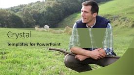  Presentation with pasture - Amazing PPT layouts having breeder-standing-in-pasture-land backdrop and a mint green colored foreground