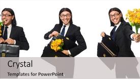  Presentation with case study type 1 diabeytic - Theme featuring brefing - handsome businessman with flower background and a light gray colored foreground