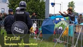 Presentation with immigrants - Colorful PPT theme enhanced with bregana-slovenia-september-19-2015 backdrop and a tawny brown colored foreground