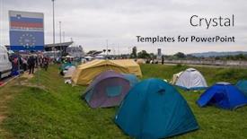  Presentation with refugees - PPT theme featuring bregana-slovenia-september-19-2015 background and a light gray colored foreground