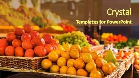  Presentation with fresh fruits vegetables - Amazing slide deck having bremen - fresh fruits and vegetables backdrop and a tawny brown colored foreground