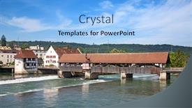  Presentation with 80s disco old audio cassette - Cool new PPT theme with bremgarten-old-town-near-zurich backdrop and a light blue colored foreground