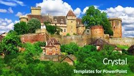  Presentation with middle ages - Colorful slide deck enhanced with bretenoux castelnau - medieval castle dordogne backdrop and a forest green colored foreground