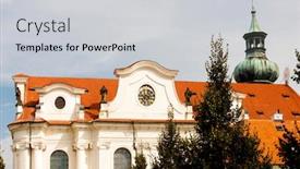 Presentation with czech republic - Beautiful presentation theme featuring brevnov-monastery-prague-czech-republic backdrop and a light gray colored foreground