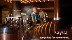  Presentation with yeast - Theme with brewer-adding-ferment-with-yeast background and a wine colored foreground