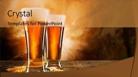  Presentation with beer - Theme having breweries - glasses of beer on wooden background and a gold colored foreground