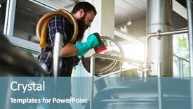  Presentation with brewery - Audience pleasing slides consisting of breweries - man at brewery inspecting fermenation backdrop and a teal colored foreground