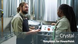  Presentation with brewery - Presentation theme having brewery-manager-explaining-what-button background and a ocean colored foreground