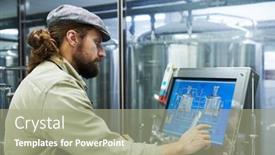  Presentation with brewery - Presentation theme with brewery-worker-checking-scheme background and a mint green colored foreground