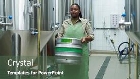  Presentation with brewery - Slides having brewery-worker-in-uniform-carring background and a ocean colored foreground