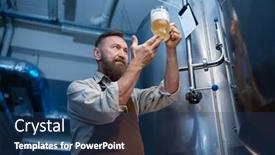  Presentation with brewery - Presentation theme with brewery-worker-looking-at-freshly background and a ocean colored foreground