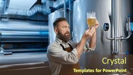  Presentation with brewery - PPT layouts having brewery-worker-looking-at-freshly background and a tawny brown colored foreground
