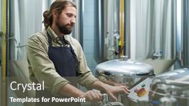  Presentation with brewery - PPT theme with brewery-worker-looking background and a gray colored foreground