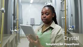  Presentation with fermentation - Presentation design consisting of brewery-worker-managing-fermentation-process background and a gray colored foreground