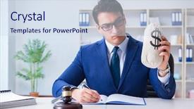  Presentation with corruption - PPT theme having bribe concept with money background and a sky blue colored foreground