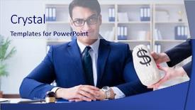  Presentation with corruption - Cool new presentation design with bribe concept with money backdrop and a sky blue colored foreground