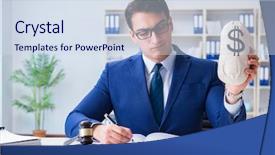  Presentation with corruption - Presentation theme consisting of bribe concept with money background and a sky blue colored foreground