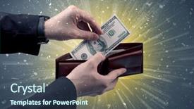  Presentation with dollar - Cool new theme with bribery - businessman hand takes out dollar backdrop and a ocean colored foreground