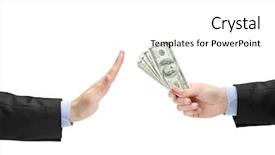  Presentation with bribe - Colorful PPT theme enhanced with bribery - businessman refusing the offered bribe backdrop and a white colored foreground